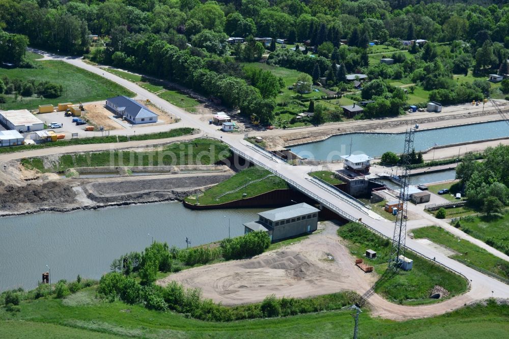 Luftbild Zerben - Baustelle Schleuse Zerben und Zerbener Brücke am Elbe-Havel-Kanal im Bundesland Sachsen-Anhalt