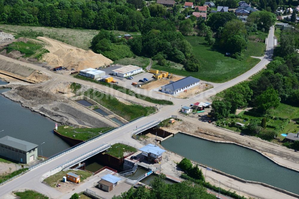 Luftaufnahme Zerben - Baustelle Schleuse Zerben und Zerbener Brücke am Elbe-Havel-Kanal im Bundesland Sachsen-Anhalt