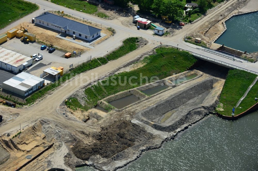 Luftaufnahme Zerben - Baustelle Schleuse Zerben und Zerbener Brücke am Elbe-Havel-Kanal im Bundesland Sachsen-Anhalt