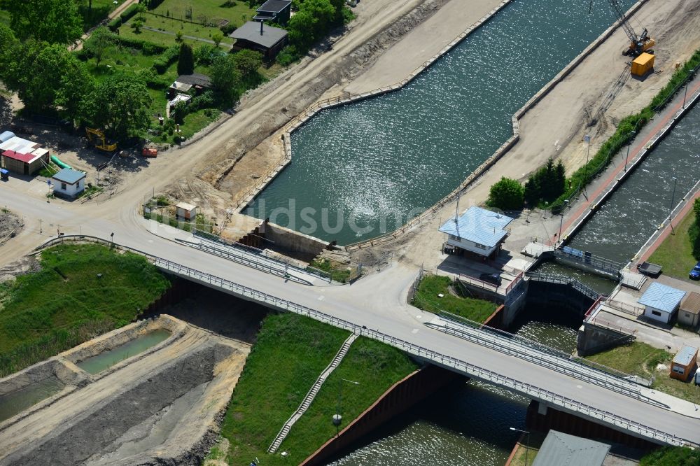 Zerben von oben - Baustelle Schleuse Zerben und Zerbener Brücke am Elbe-Havel-Kanal im Bundesland Sachsen-Anhalt