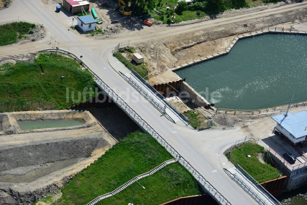 Luftaufnahme Zerben - Baustelle Schleuse Zerben und Zerbener Brücke am Elbe-Havel-Kanal im Bundesland Sachsen-Anhalt