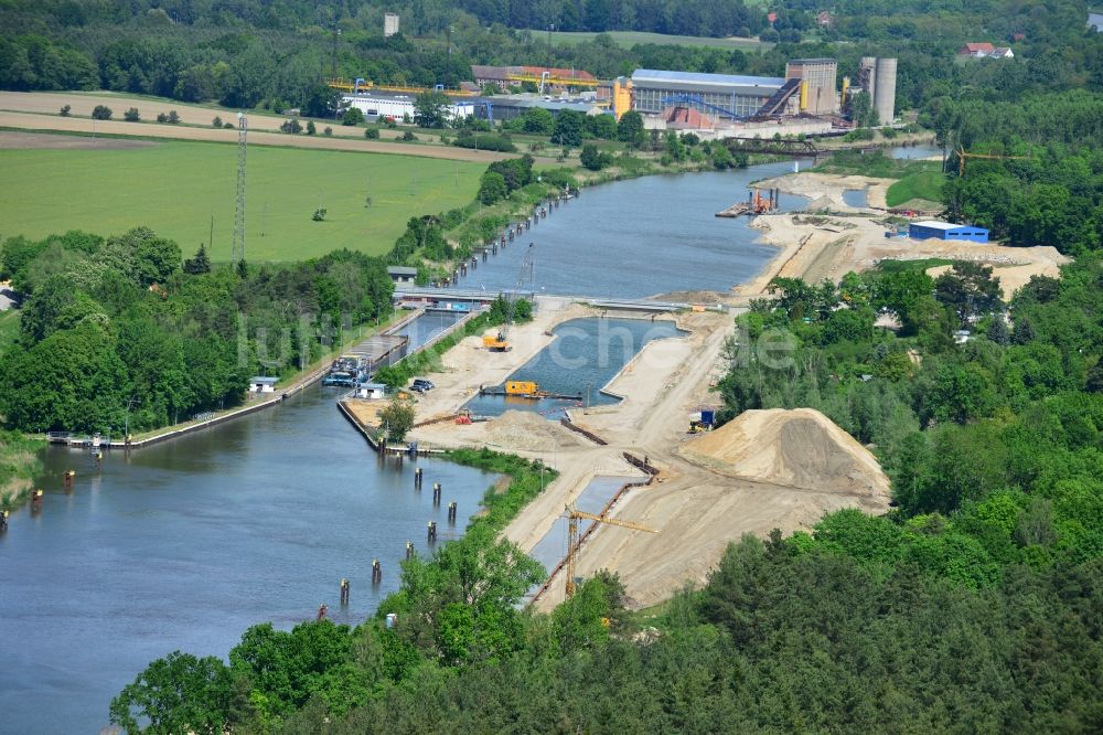 Luftbild Zerben - Baustelle Schleuse Zerben und Zerbener Brücke am Elbe-Havel-Kanal im Bundesland Sachsen-Anhalt