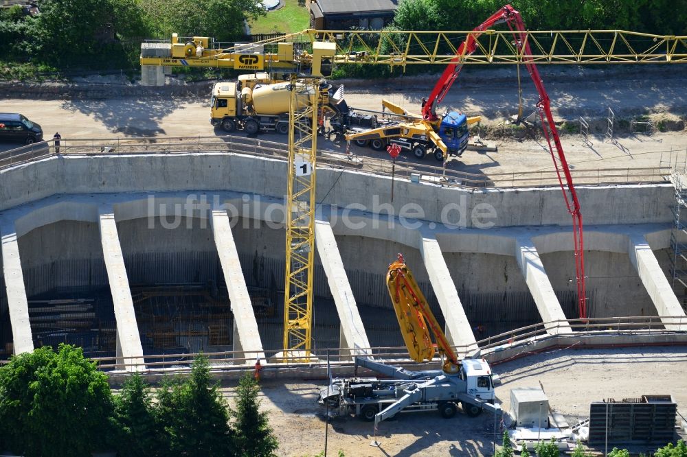 Luftaufnahme Zerben, Elbe-Parey - Baustelle Schleuse Zerben und Zerbener Brücke am Elbe-Havel-Kanal im Bundesland Sachsen-Anhalt