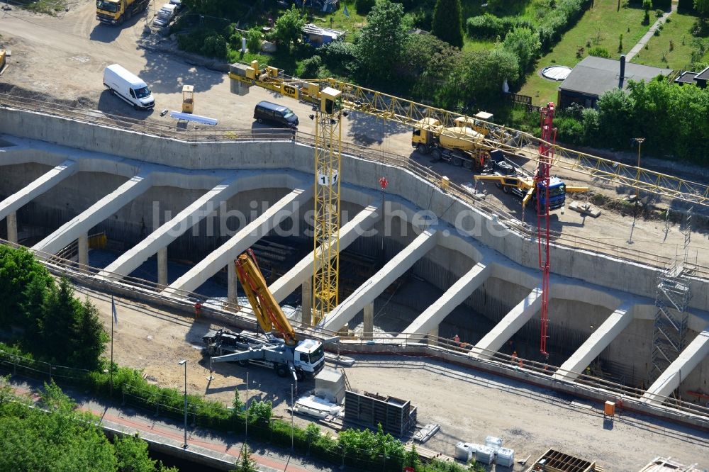 Zerben, Elbe-Parey von oben - Baustelle Schleuse Zerben und Zerbener Brücke am Elbe-Havel-Kanal im Bundesland Sachsen-Anhalt