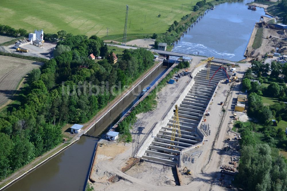 Luftaufnahme Zerben, Elbe-Parey - Baustelle Schleuse Zerben und Zerbener Brücke am Elbe-Havel-Kanal im Bundesland Sachsen-Anhalt