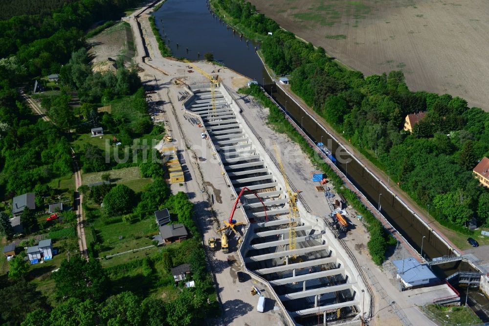 Zerben, Elbe-Parey von oben - Baustelle Schleuse Zerben und Zerbener Brücke am Elbe-Havel-Kanal im Bundesland Sachsen-Anhalt