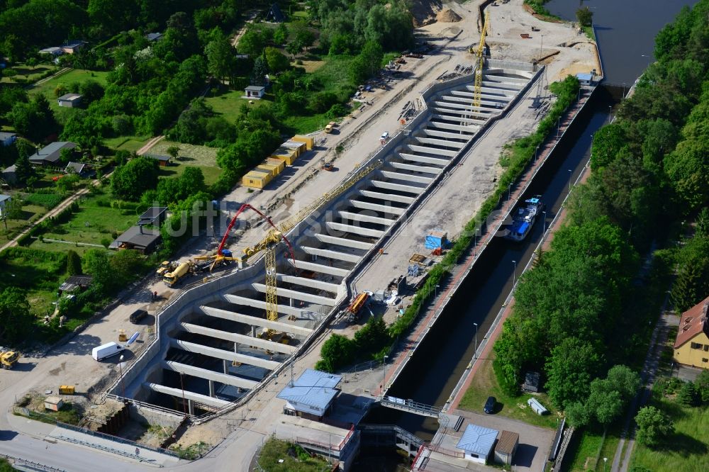 Luftbild Zerben, Elbe-Parey - Baustelle Schleuse Zerben und Zerbener Brücke am Elbe-Havel-Kanal im Bundesland Sachsen-Anhalt