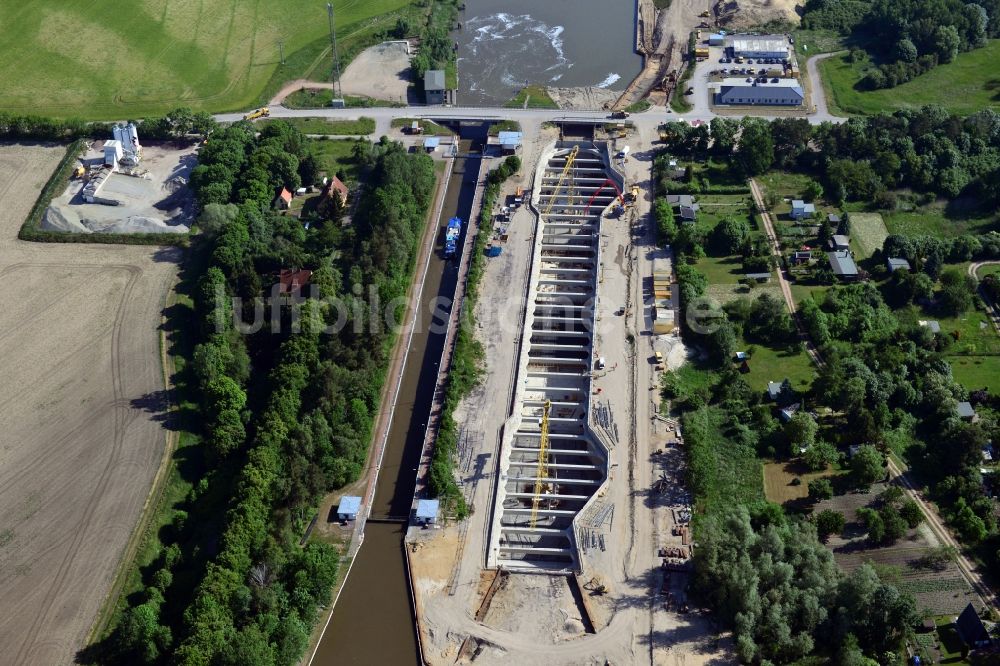 Zerben, Elbe-Parey von oben - Baustelle Schleuse Zerben und Zerbener Brücke am Elbe-Havel-Kanal im Bundesland Sachsen-Anhalt