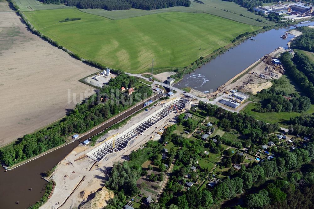 Luftbild Zerben, Elbe-Parey - Baustelle Schleuse Zerben und Zerbener Brücke am Elbe-Havel-Kanal im Bundesland Sachsen-Anhalt