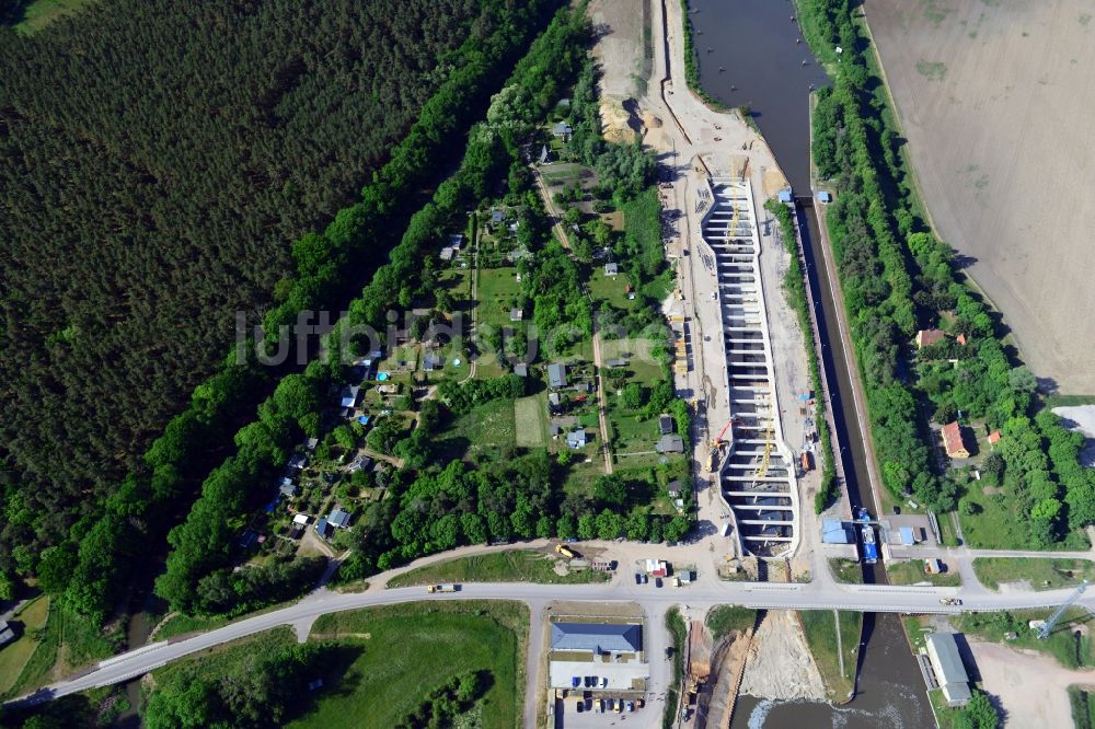 Zerben, Elbe-Parey von oben - Baustelle Schleuse Zerben und Zerbener Brücke am Elbe-Havel-Kanal im Bundesland Sachsen-Anhalt