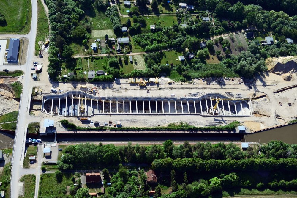 Luftaufnahme Zerben, Elbe-Parey - Baustelle Schleuse Zerben und Zerbener Brücke am Elbe-Havel-Kanal im Bundesland Sachsen-Anhalt