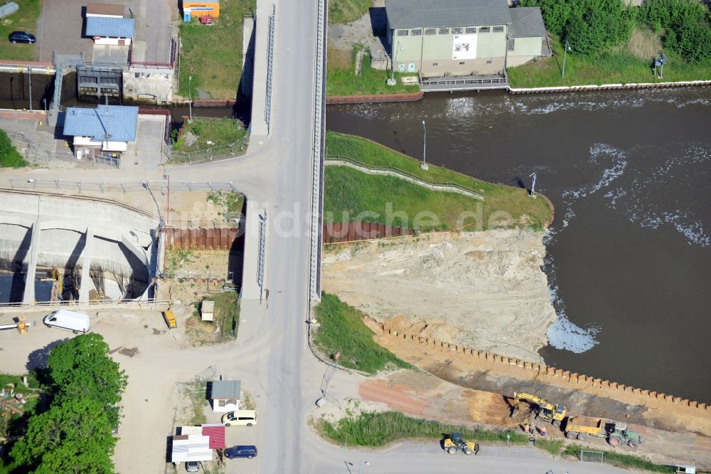 Zerben, Elbe-Parey von oben - Baustelle Schleuse Zerben und Zerbener Brücke am Elbe-Havel-Kanal im Bundesland Sachsen-Anhalt