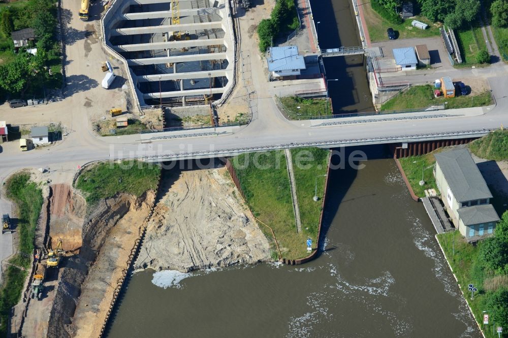 Luftbild Zerben, Elbe-Parey - Baustelle Schleuse Zerben und Zerbener Brücke am Elbe-Havel-Kanal im Bundesland Sachsen-Anhalt