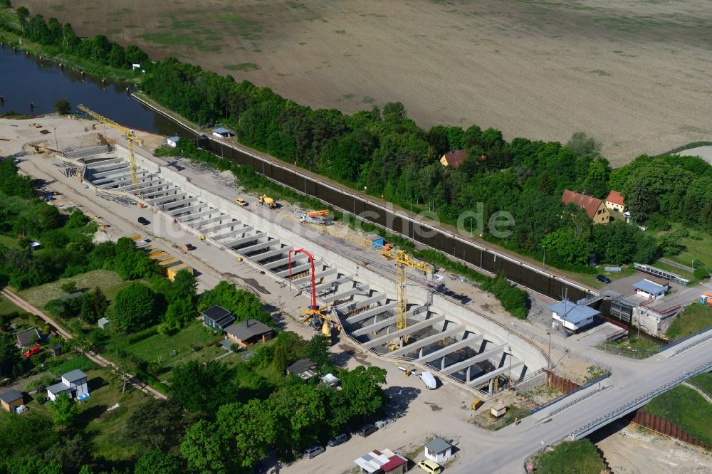 Luftbild Zerben, Elbe-Parey - Baustelle Schleuse Zerben und Zerbener Brücke am Elbe-Havel-Kanal im Bundesland Sachsen-Anhalt