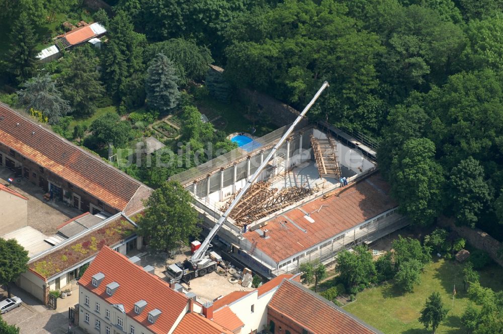 Altlandsberg von oben - Baustelle an der Schulsporthalle in Altlandsberg im Bundesland Brandenburg