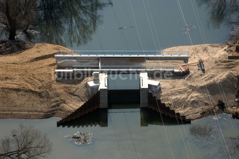 Brieskow-Finkenheerd aus der Vogelperspektive: Baustelle Seebrücke in Brieskow-Finkenheerd in Brandenburg