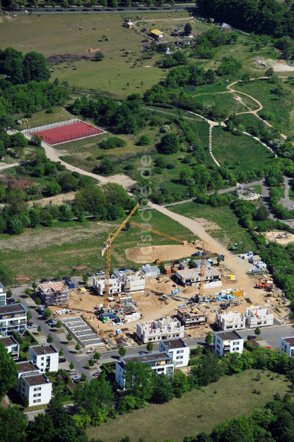 Luftbild Berlin - Baustelle Siedlung Neue Gartenstadt Falkenberg in Berlin-Altglienicke