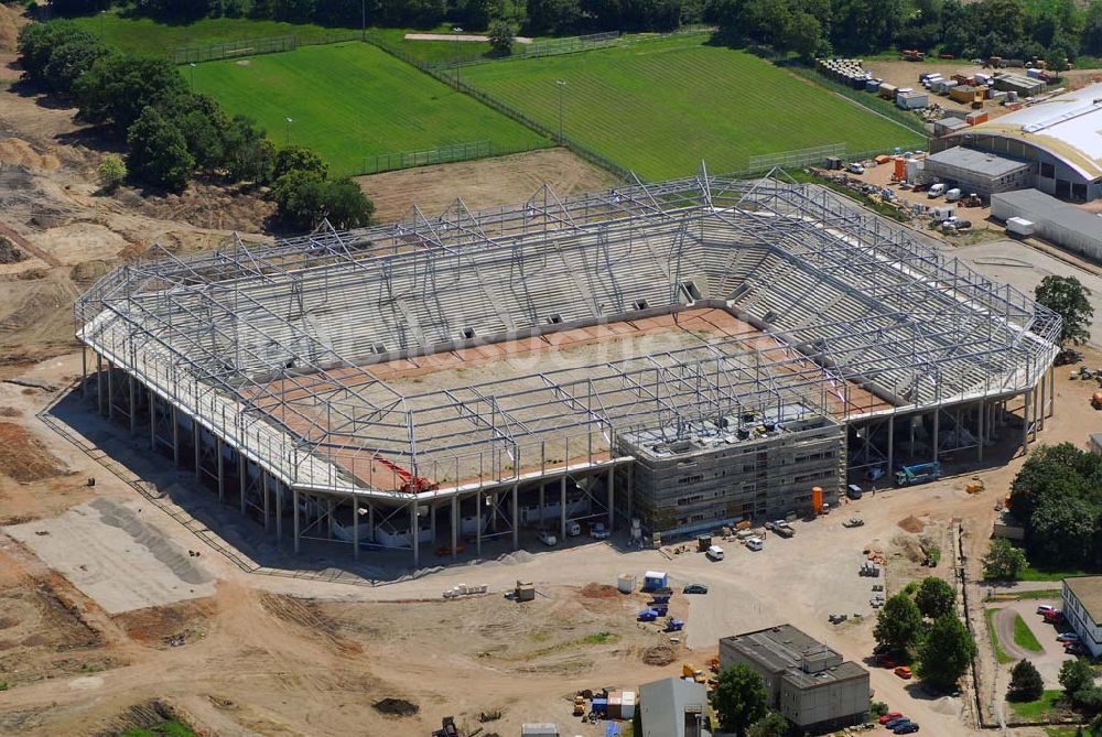 Luftaufnahme Magdeburg - Baustelle des Stadion in Magdeburg-Brückfeld