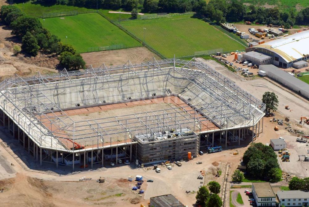 Magdeburg von oben - Baustelle des Stadion in Magdeburg-Brückfeld