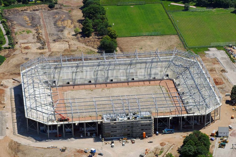 Luftbild Magdeburg - Baustelle des Stadion in Magdeburg-Brückfeld