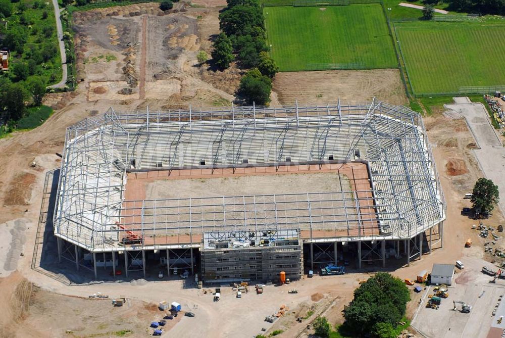 Magdeburg von oben - Baustelle des Stadion in Magdeburg-Brückfeld