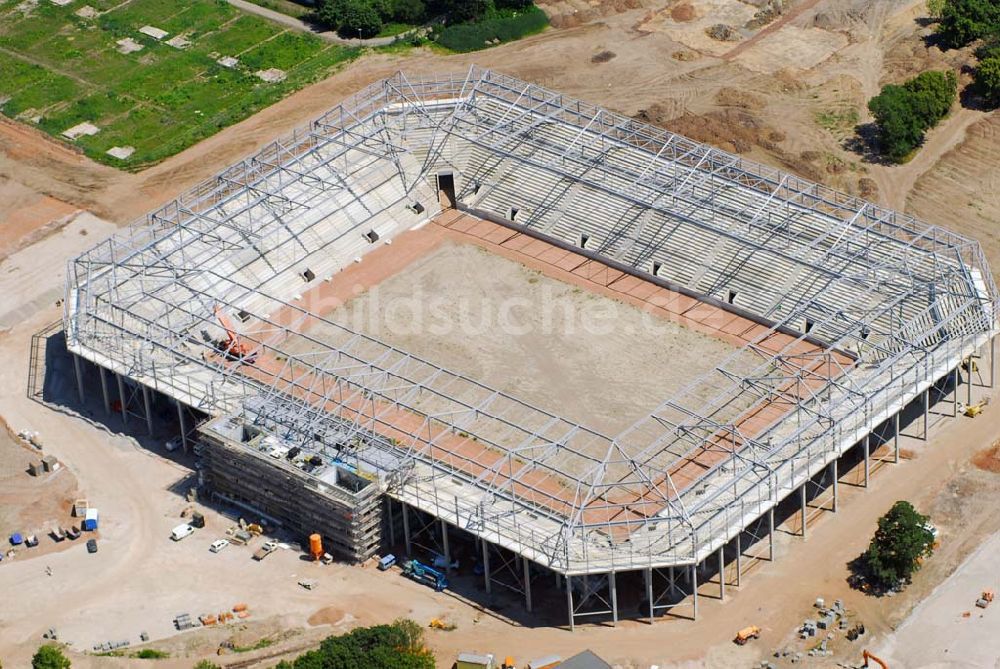 Magdeburg aus der Vogelperspektive: Baustelle des Stadion in Magdeburg-Brückfeld