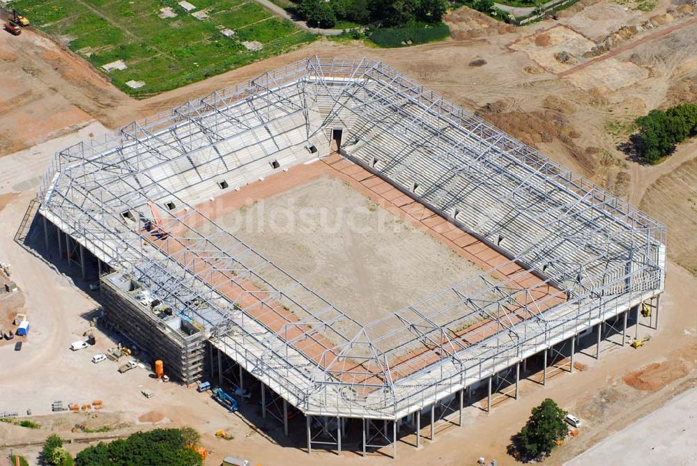 Luftbild Magdeburg - Baustelle des Stadion in Magdeburg-Brückfeld