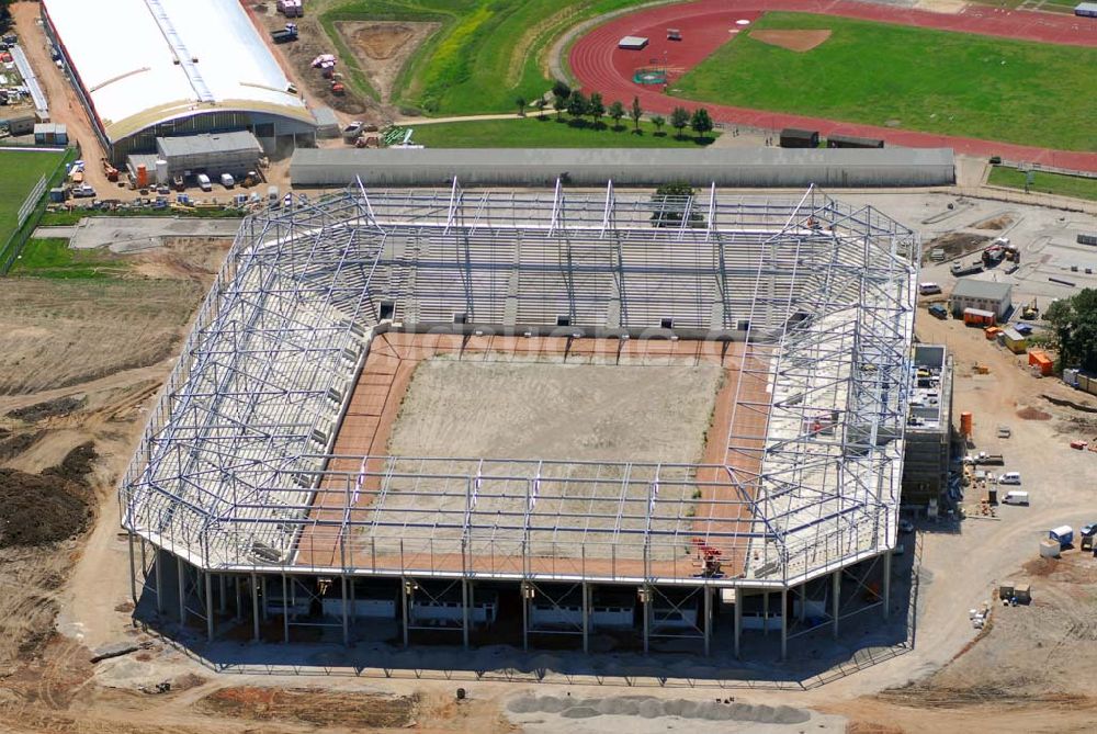 Magdeburg aus der Vogelperspektive: Baustelle des Stadion in Magdeburg-Brückfeld