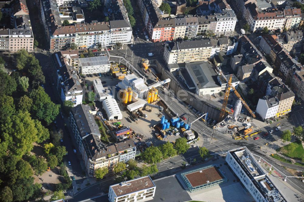 Düsseldorf aus der Vogelperspektive: Baustelle der Stadtbahnstrecke Wehrhahn-Linie