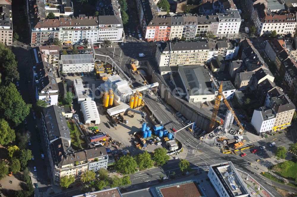 Luftbild Düsseldorf - Baustelle der Stadtbahnstrecke Wehrhahn-Linie