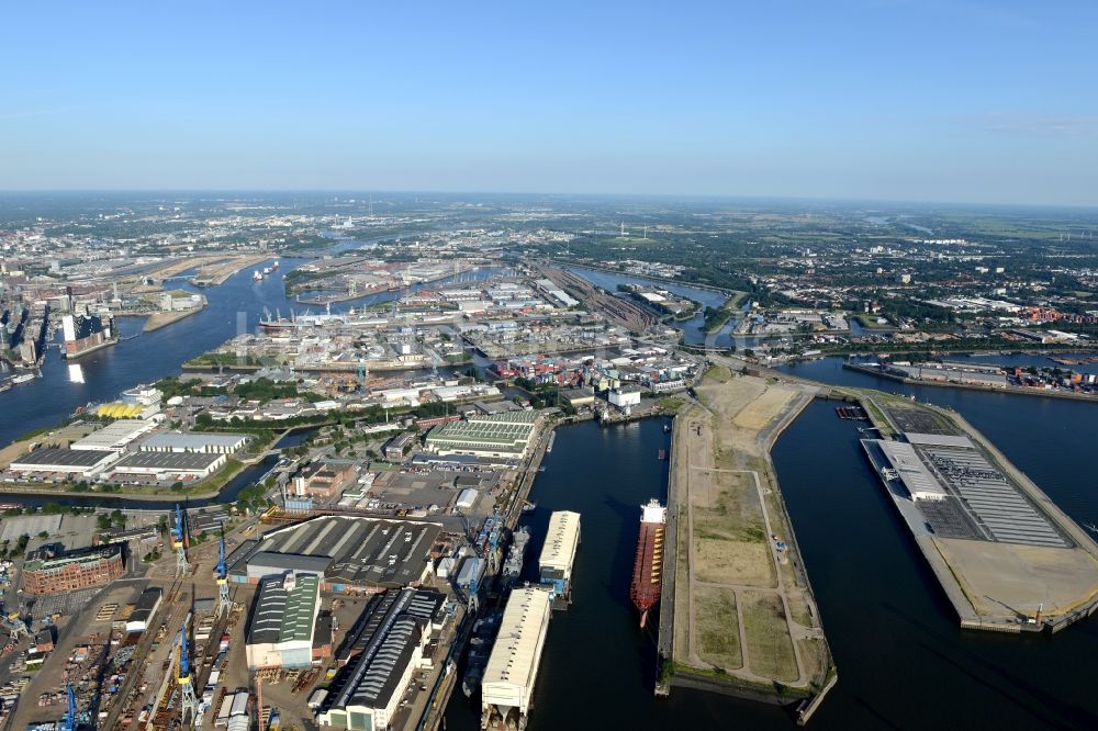 Hamburg von oben - Baustelle des Stadtentwicklungsgebietes Baakenhafen an der Elbe in Hamburg