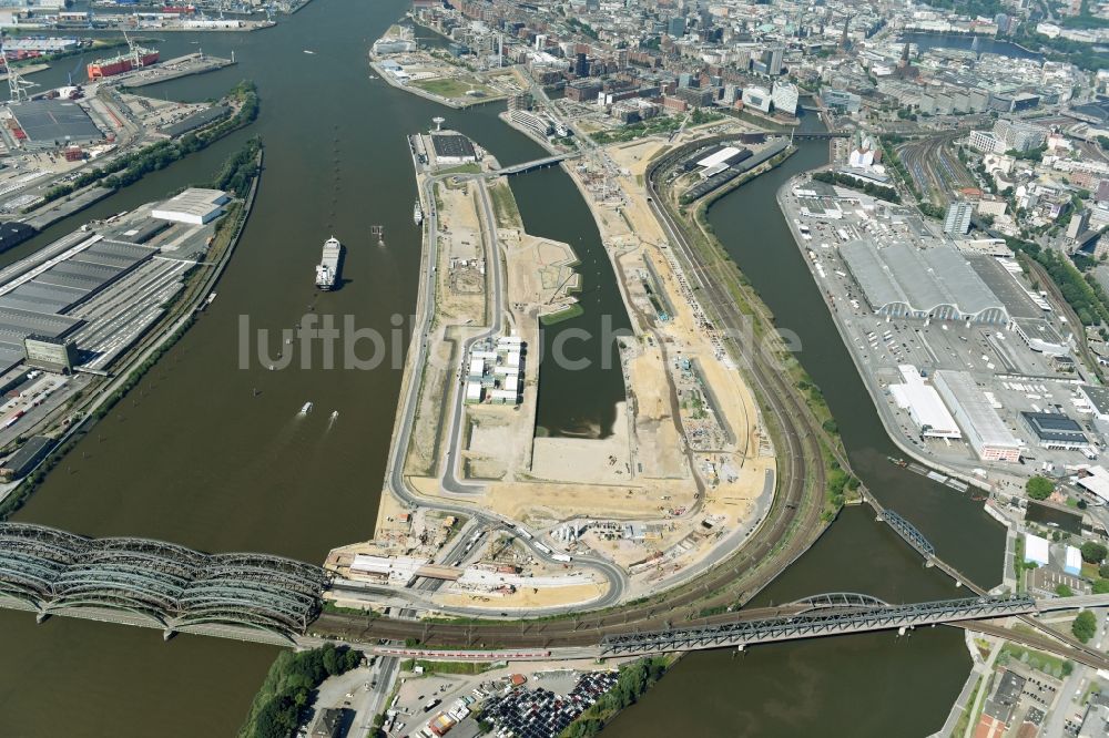 Luftbild Hamburg - Baustelle des Stadtentwicklungsgebietes Baakenhafen an der Elbe in Hamburg