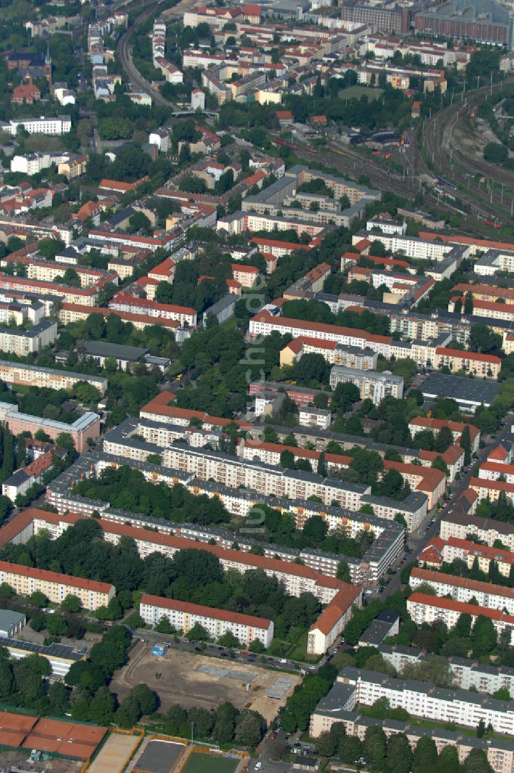 Luftaufnahme Berlin - Baustelle Stadtquartier ?Stadtgärten Friedrichsfelde? in Berlin-Lichtenberg