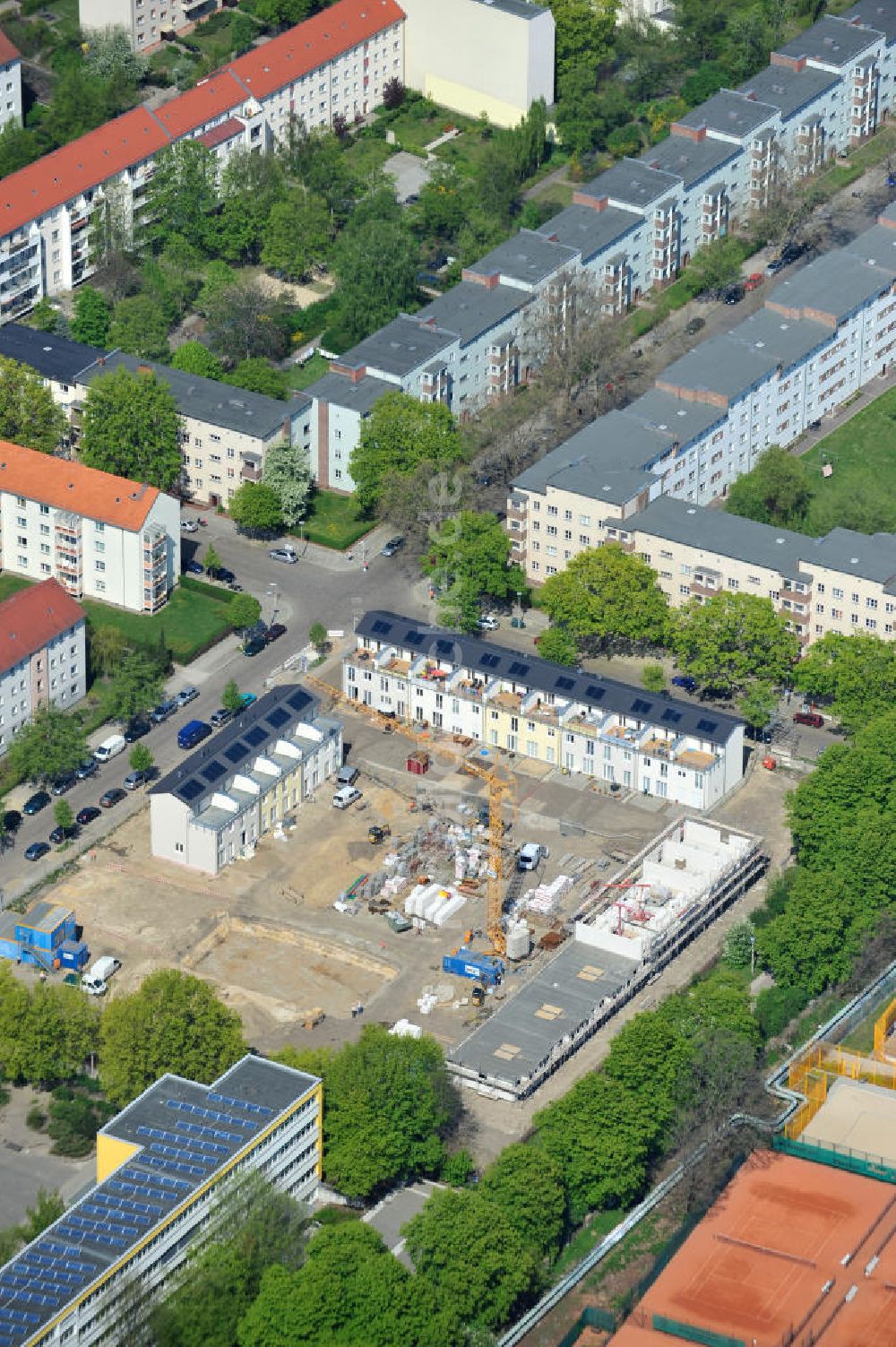 Berlin-Lichtenberg aus der Vogelperspektive: Baustelle Stadtquartier ?Stadtgärten Friedrichsfelde? in Berlin-Lichtenberg