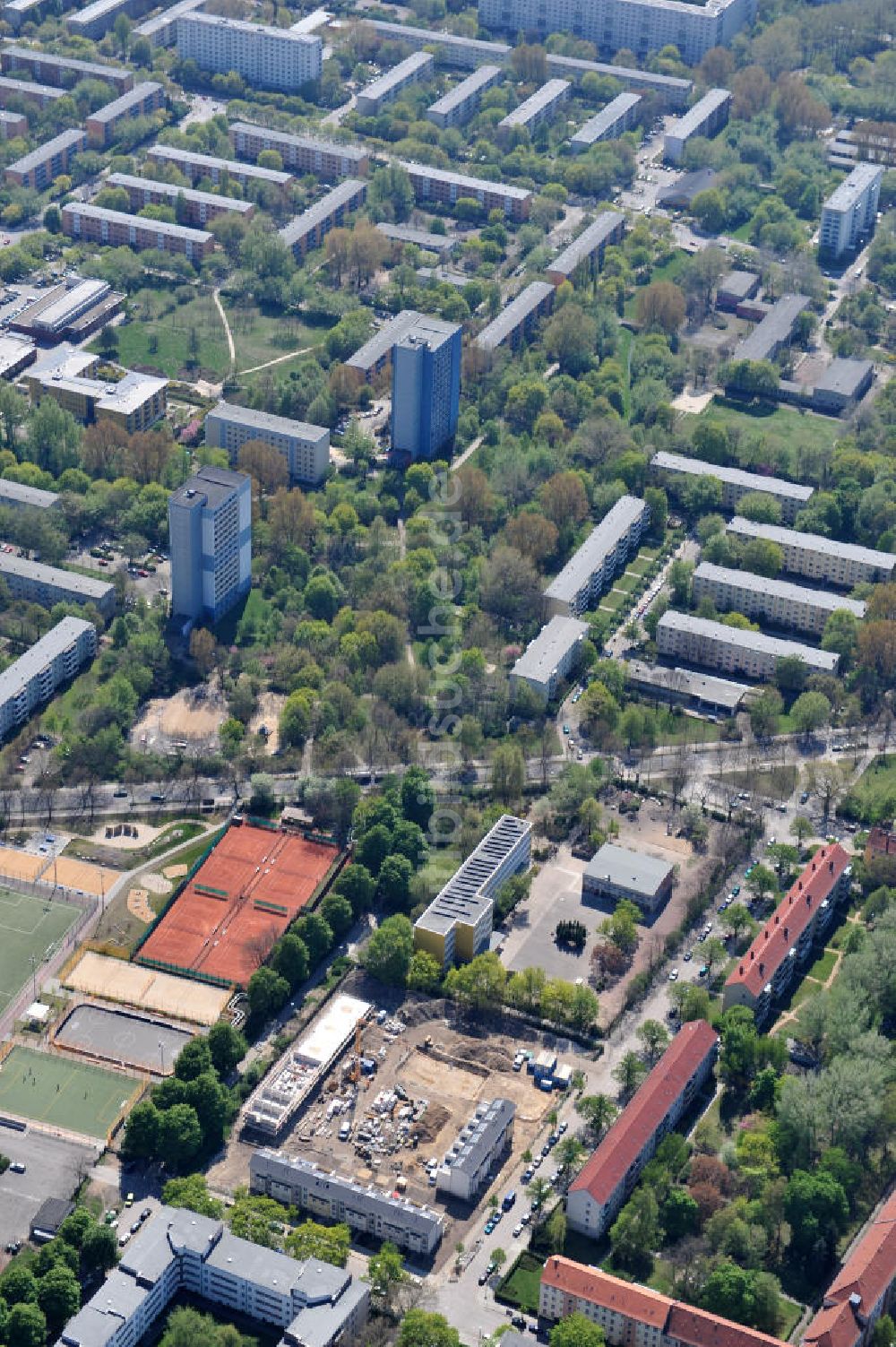 Luftaufnahme Berlin-Lichtenberg - Baustelle Stadtquartier ?Stadtgärten Friedrichsfelde? in Berlin-Lichtenberg