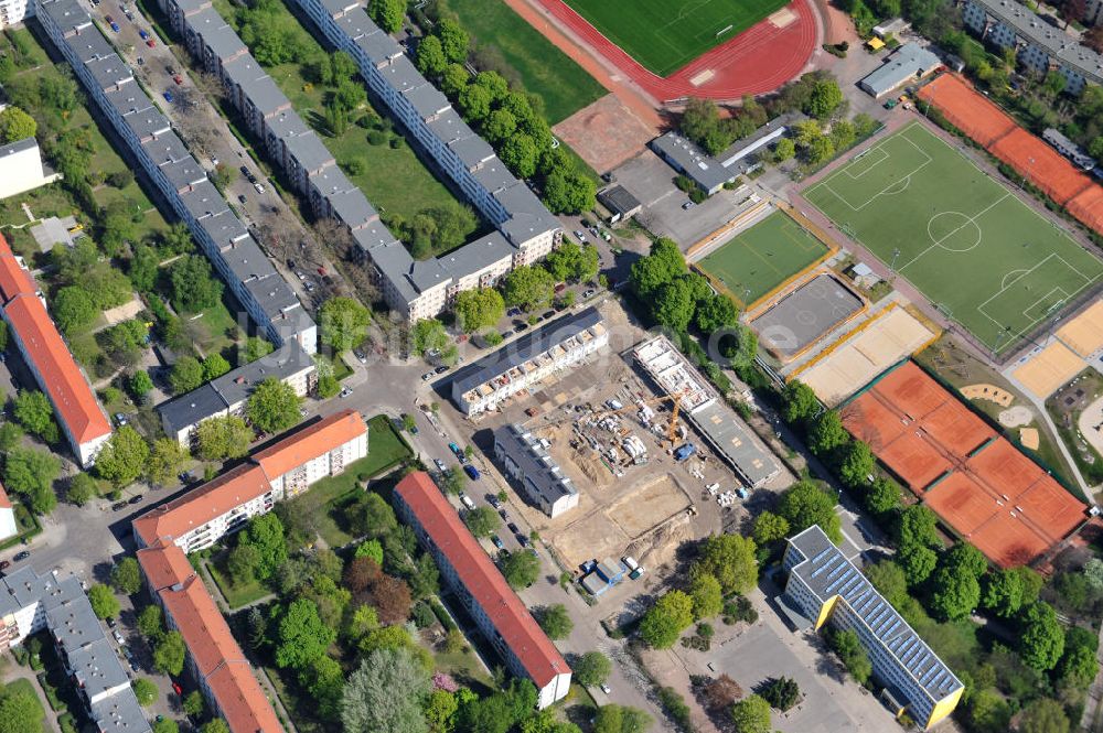 Berlin-Lichtenberg aus der Vogelperspektive: Baustelle Stadtquartier ?Stadtgärten Friedrichsfelde? in Berlin-Lichtenberg