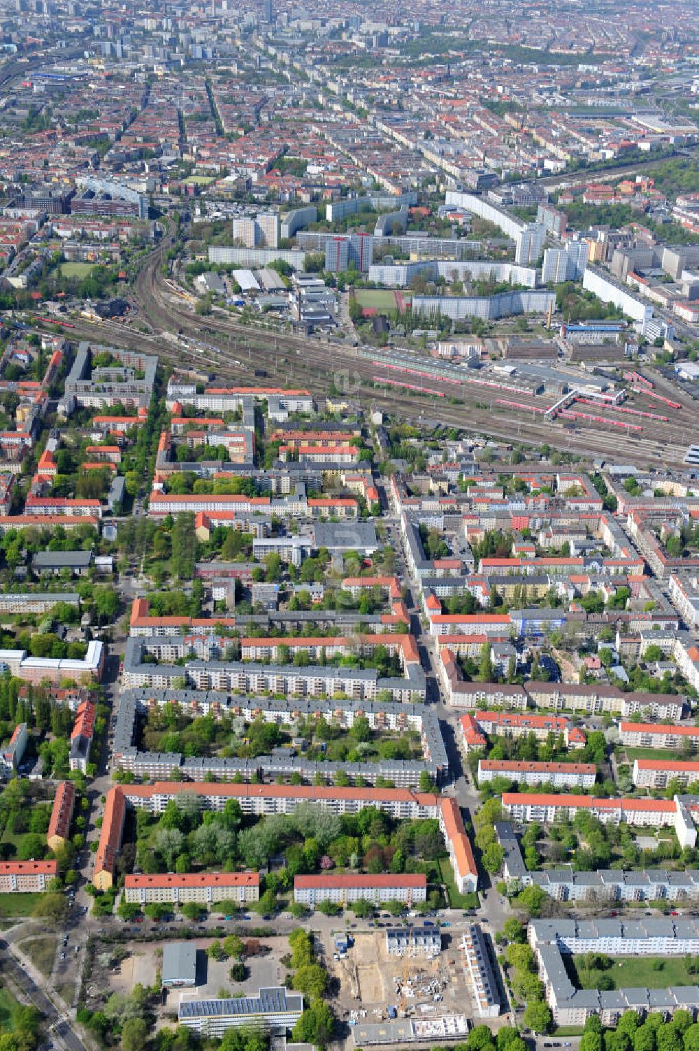 Berlin-Lichtenberg von oben - Baustelle Stadtquartier ?Stadtgärten Friedrichsfelde? in Berlin-Lichtenberg