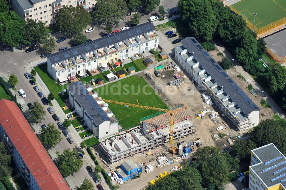 Berlin Lichtenberg aus der Vogelperspektive: Baustelle Stadtquartier ?Stadtgärten Friedrichsfelde? in Berlin-Lichtenberg