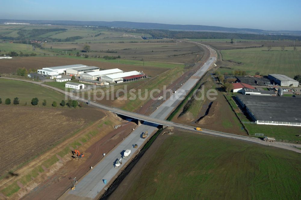 Hastrungsfeld aus der Vogelperspektive: Baustelle Strassenbrücke über die A4 bei Hastrungsfeld