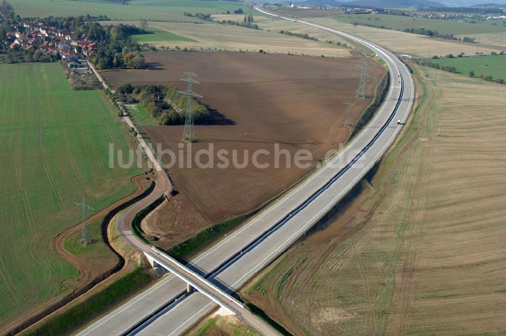 Hötzelsroda aus der Vogelperspektive: Baustelle der Strassenbrücke zwischen Hötzelsroda und Bolleroda an der neuen A4