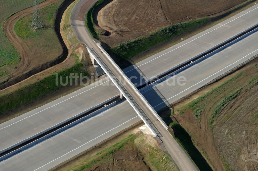 Luftbild Hötzelsroda - Baustelle der Strassenbrücke zwischen Hötzelsroda und Bolleroda an der neuen A4