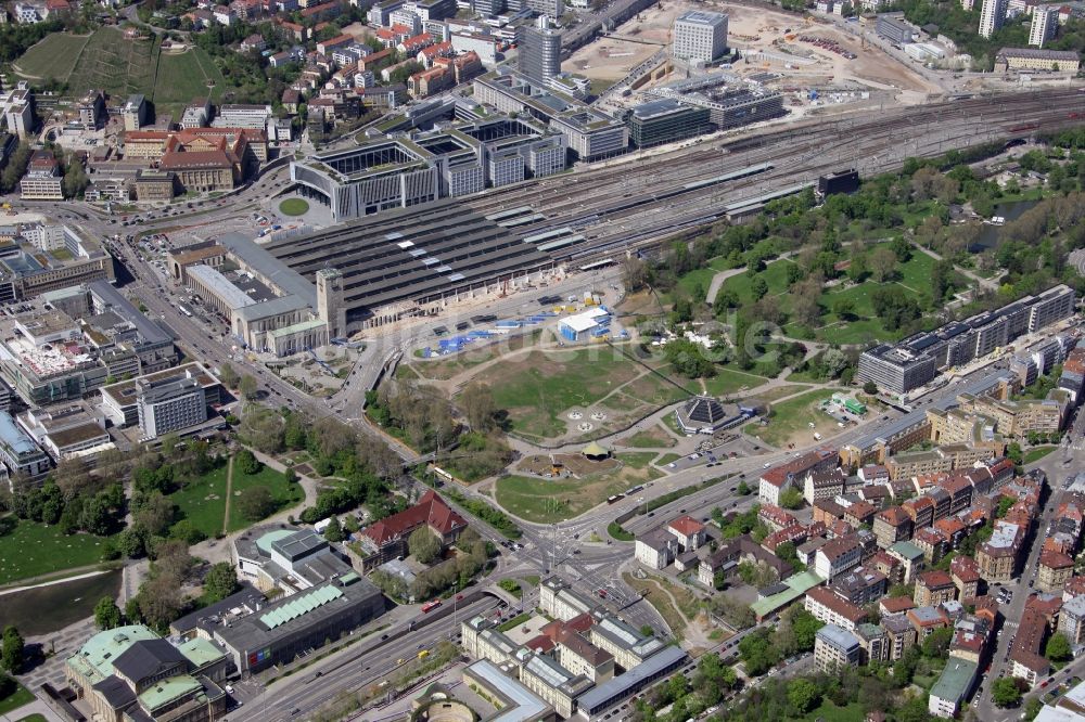 Stuttgart von oben - Baustelle am Stuttgarter Hauptbahnhof in Baden-Württemberg