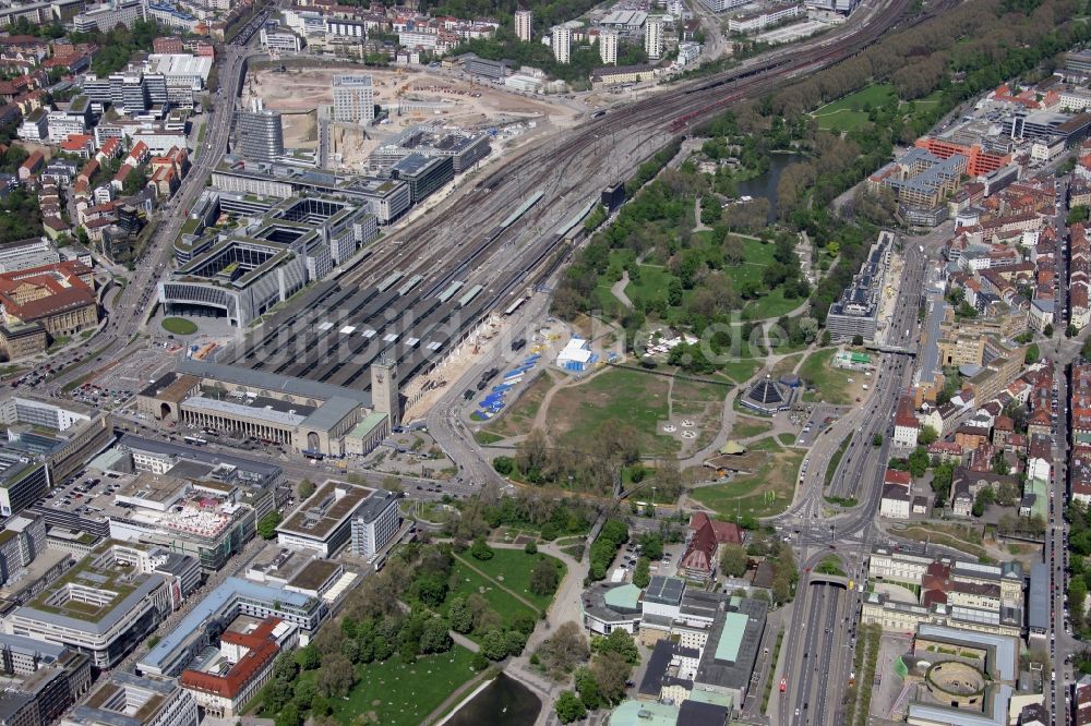 Luftaufnahme Stuttgart - Baustelle am Stuttgarter Hauptbahnhof in Baden-Württemberg