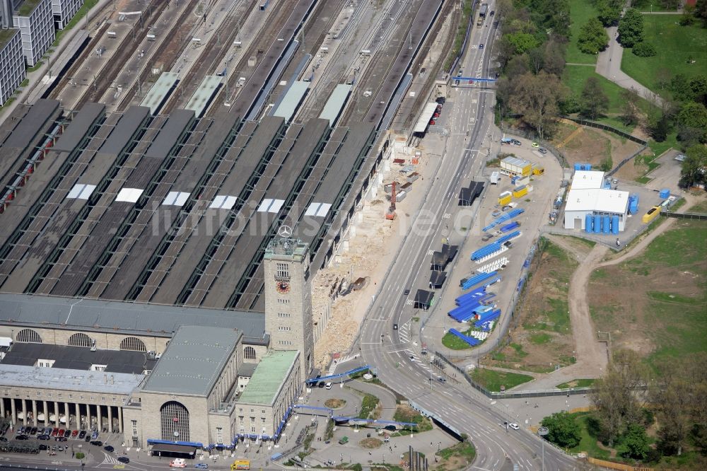 Stuttgart von oben - Baustelle am Stuttgarter Hauptbahnhof in Baden-Württemberg