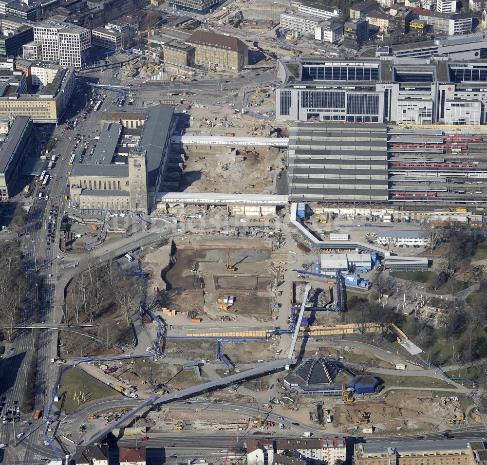 Luftaufnahme Stuttgart - Baustelle am Stuttgarter Hauptbahnhof in Baden-Württemberg