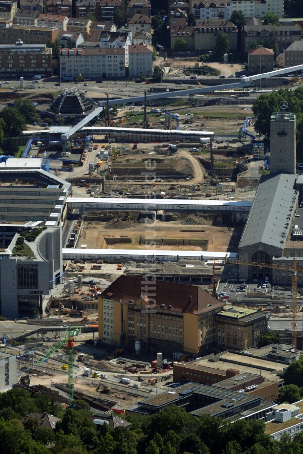 Luftaufnahme Stuttgart - Baustelle am Stuttgarter Hauptbahnhof in Baden-Württemberg