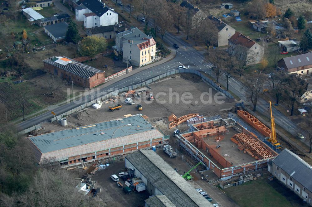 Werneuchen von oben - Baustelle Supermarkt Neubau Werneuchen