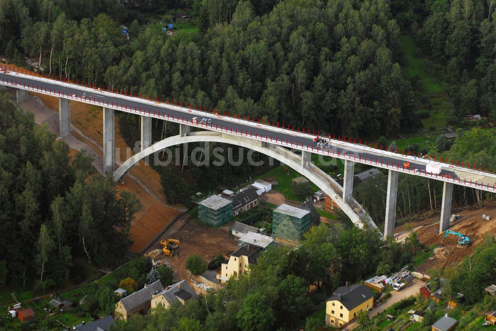 Luftbild Aue - Baustelle Talbrücke Alberoda in Aue