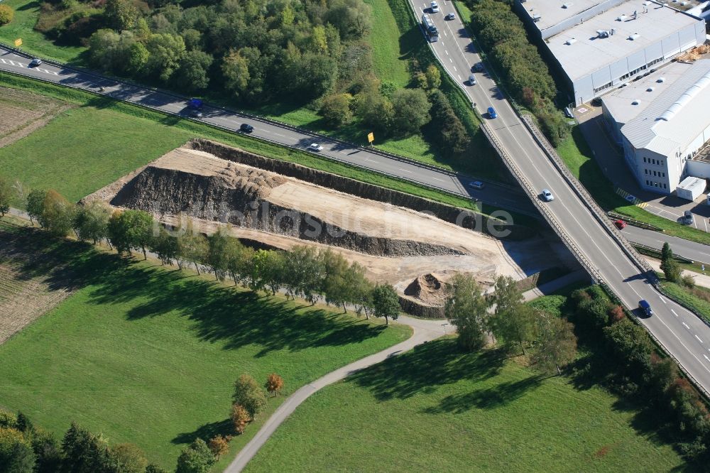 Maulburg von oben - Baustelle mit temporären Erdarbeiten und Aufschüttungen in Maulburg im Bundesland Baden-Württemberg, Deutschland