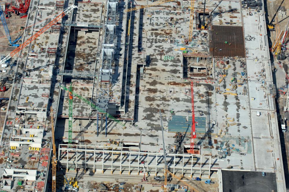 Luftbild Schönefeld - Baustelle Terminal und Bahnhof BBI (SXF) Flughafen Berlin-Schönefeld